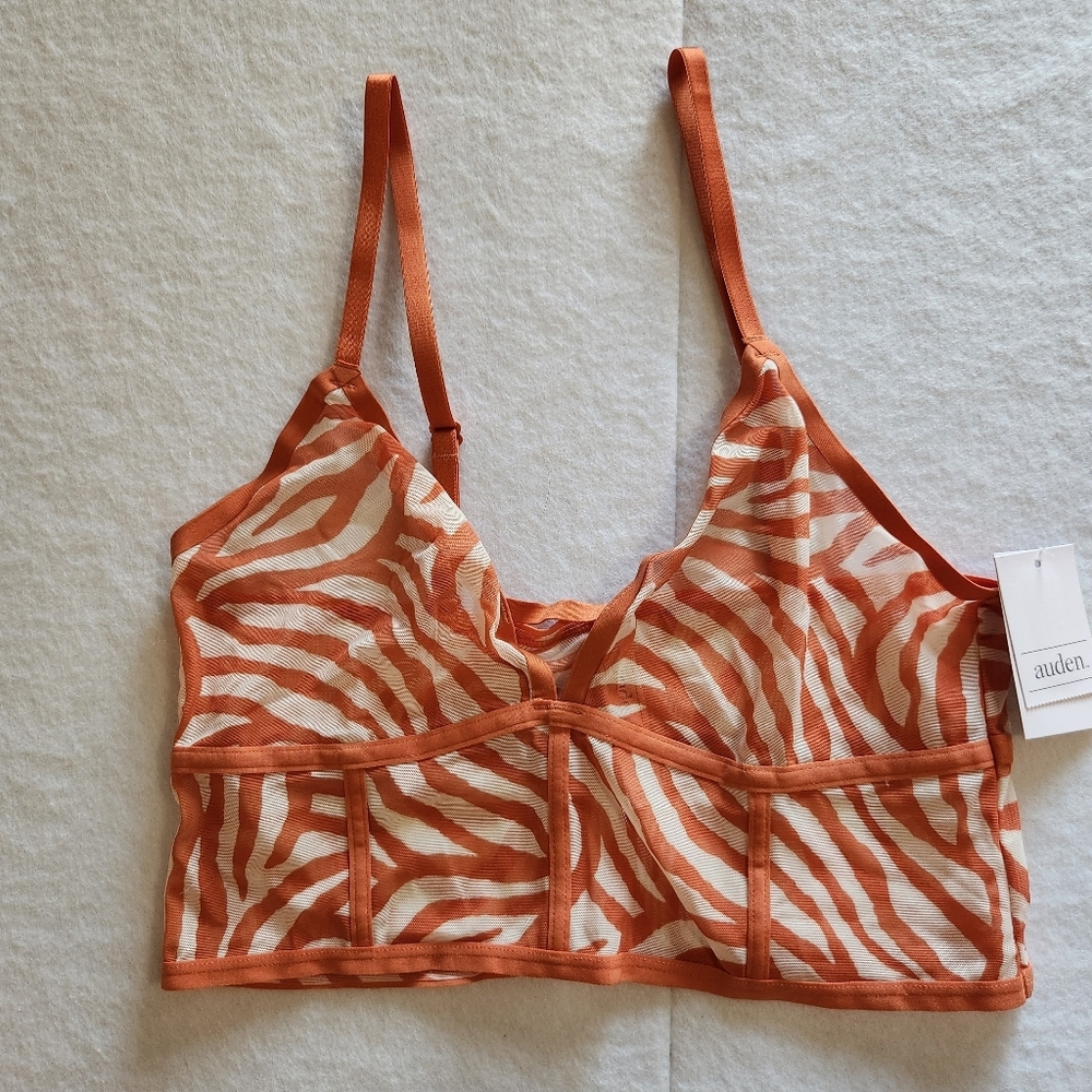 Auden Women's Orange Zebra Print Bralette Size Medium - Picture 1 of 4
